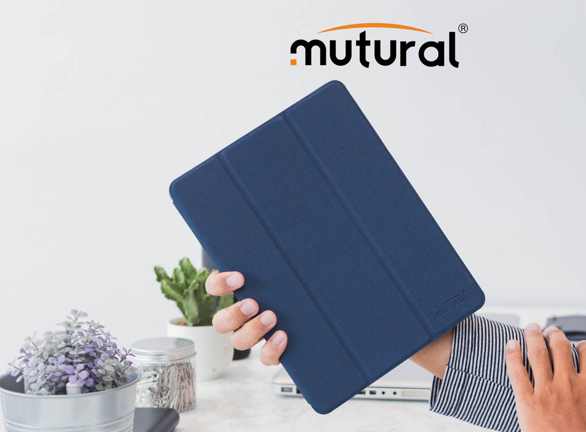 Bao Da Ipad Air 10.5 2019 ( New) Hiệu Mutural Có Khe Để Bút Cảm Ứng_xanh_hàng nhập khẩu