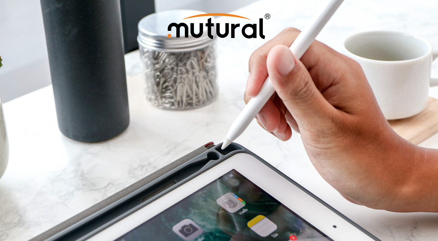 Bao Da Ipad Air 10.5 2019 ( New) Hiệu Mutural Có Khe Để Bút Cảm Ứng_xanh_hàng nhập khẩu
