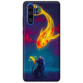 Ốp lưng in cho Huawei P30 Pro Mèo Và Cá - Hàng chính hãng