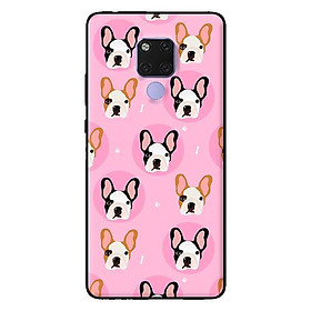 Ốp lưng in cho Huawei Mate 20 mẫu Họa Tiết Pulldog Xương Nền Hồng - Hàng chính hãng