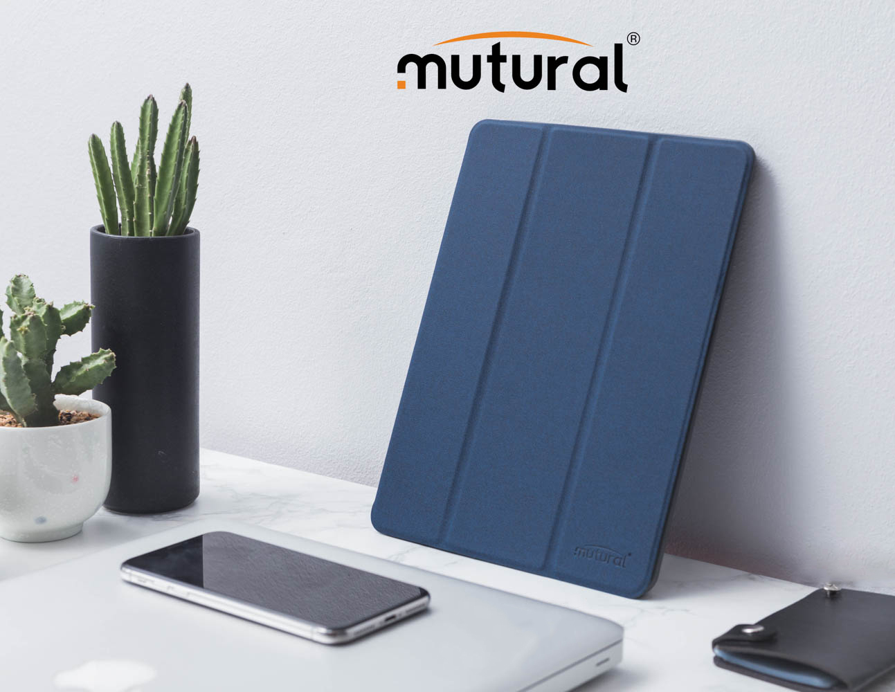 Bao Da Ipad Air 10.5 2019 ( New) Hiệu Mutural Có Khe Để Bút Cảm Ứng_xanh_hàng nhập khẩu
