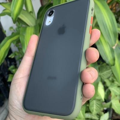 Ốp lưng chống sốc dành cho iPhone XR nút bấm màu cam - Màu xanh
