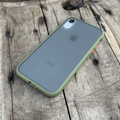 Ốp lưng chống sốc dành cho iPhone XR nút bấm màu cam - Màu xanh