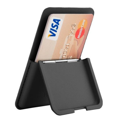 Ví da đựng thẻ nam châm hút từ tính WI WU Mag Wallet MW-001 tích hợp giá đỡ điện thoại gập gọn gắn sau điện thoại ị Phone - Hàng chính hãng