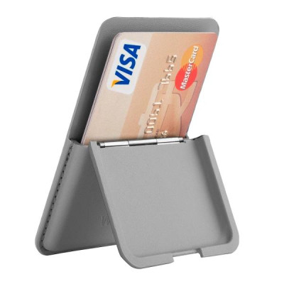 Ví da đựng thẻ nam châm hút từ tính WI WU Mag Wallet MW-001 tích hợp giá đỡ điện thoại gập gọn gắn sau điện thoại ị Phone - Hàng chính hãng
