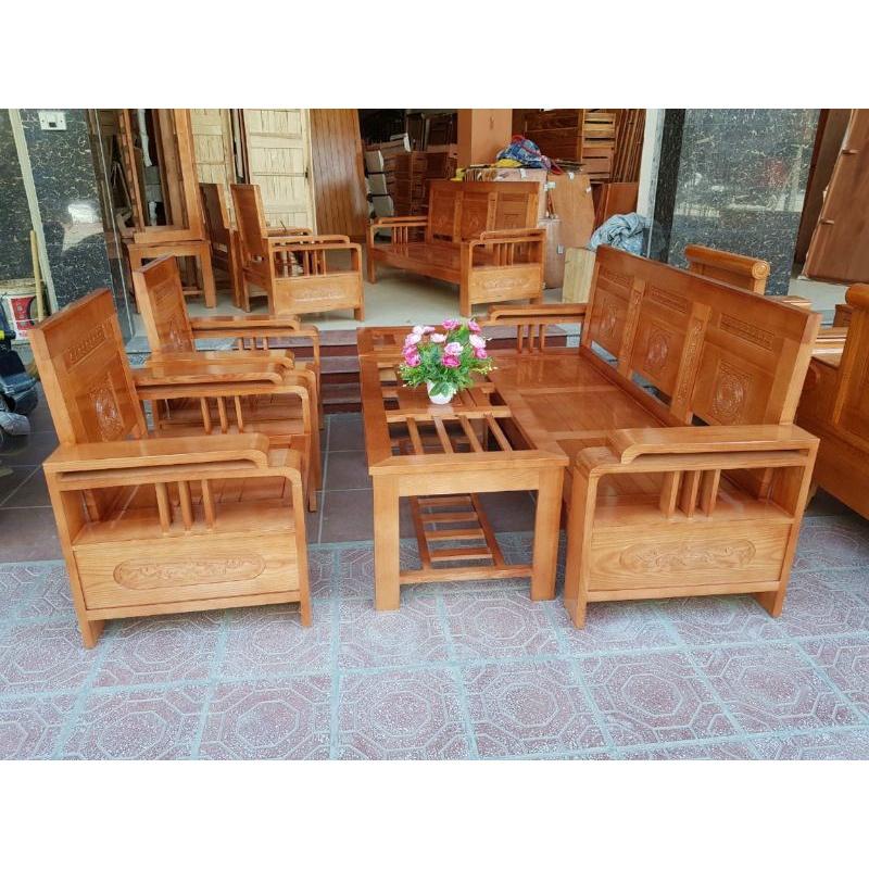 Bộ Ghế Gỗ Phòng Khách - Tay Hai Tầng