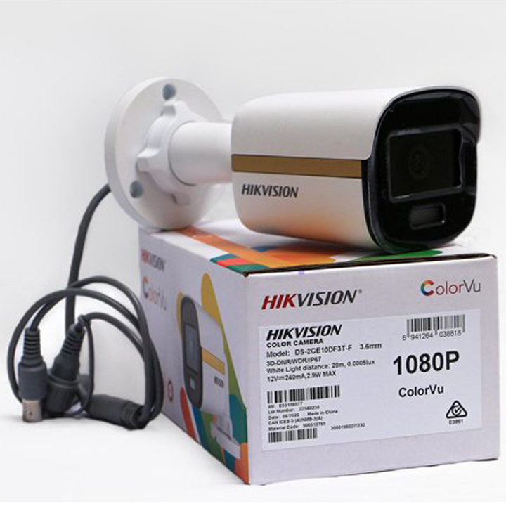 Camera HDTVI thân ColorVu HIKVISION DS-2CE10DF3T-F 2MP 1080P hàng chính hãng Nhà An Toàn PP