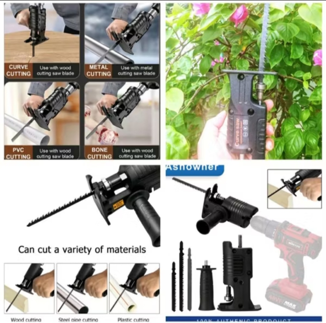 ĐẦU CHUYỂN ĐỔI TỪ MÁY KHOAN THÀNH MÁY CƯA LỘNG ĐA CHỨC NĂNG TẶNG KÈM THEO 3 LƯỠI CƯA