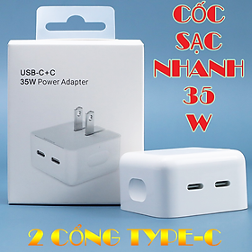 Củ Sạc Nhanh công suất cao 35W - Sạc Đôi Siêu Tốc với 2 cổng type C, Tiện Dụng - Sạc được cho nhiều loại điện thoại - Hàng chính hãng