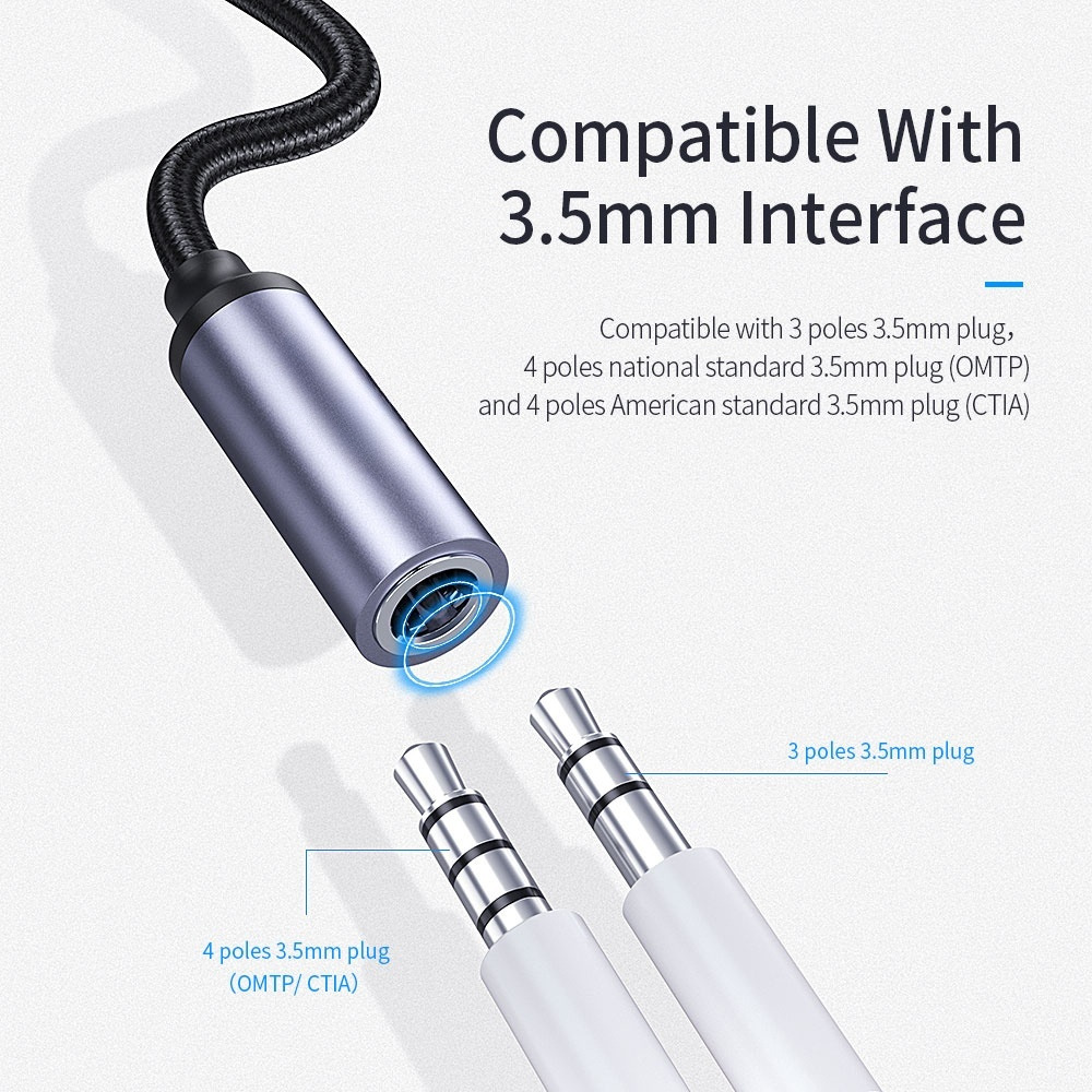 Cáp USB Type C to 3.5mm cao cấp - Hàng Chính Hãng