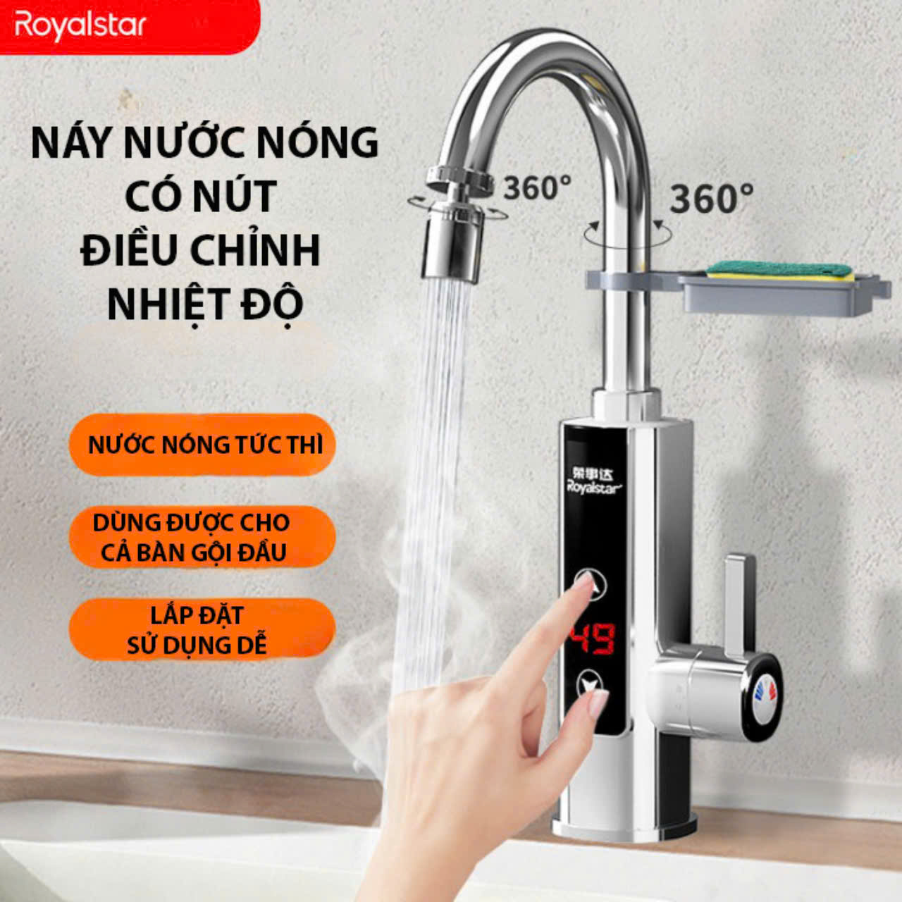 (CÓ CHỈNH NHIỆT ĐỘ ) máy nước nóng trực tiếp tại vòi làm nóng siêu nhanh trong 3 giây