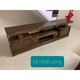 Kệ tivi nhật cong, gỗ sồi dài 2m, 2m2, 2m4