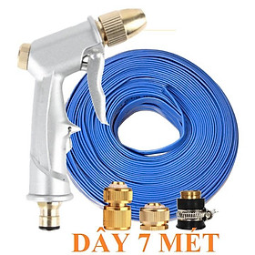 Bộ dây vòi xịt nước rửa xe, tưới cây . tăng áp 3 lần, loại 7m,10m 206701 đầu đồng,cút đồng,+tặng mở chai 