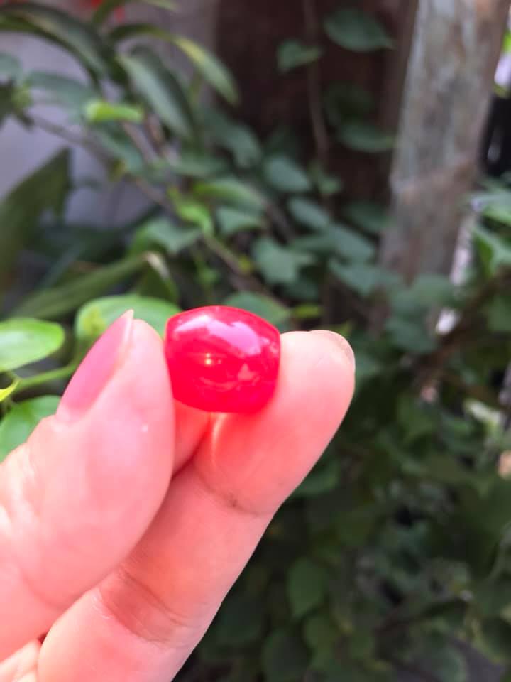 MẶT DÂY CHUYỀN HẠT LU THỐNG BỤNG TRÒN VO XINH ĐÁ MÃ NÃO ĐỎ TƯƠI ĐẬM ĐẸP Size Dài 14mm x dầy 13mm NỮ MỆNH HỎA THỔ