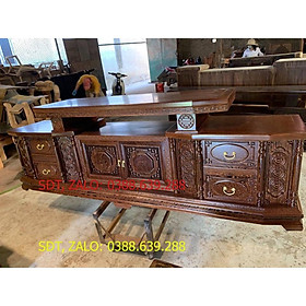 kệ tivi gỗ mun đuôi công kt 2m4