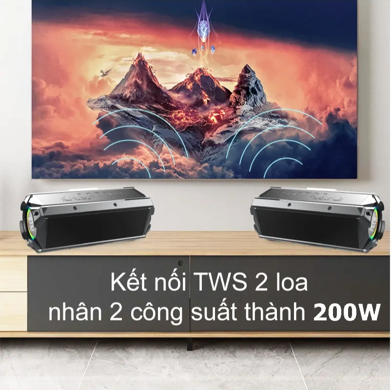 Loa Bluetooth PKCB Bản Mở Rộng, chip DSP, Hỗ Trợ Kết Nối Bluetooth, USB, Thẻ Nhớ, dây 3.5mm 100W TWS Âm Thanh Sống Động - Hàng chính hãng