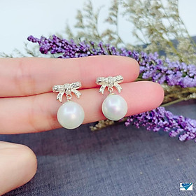 Bông tai bạc nụ trai treo hoa tuyết chất liệu bằng bạc s925 MS0065