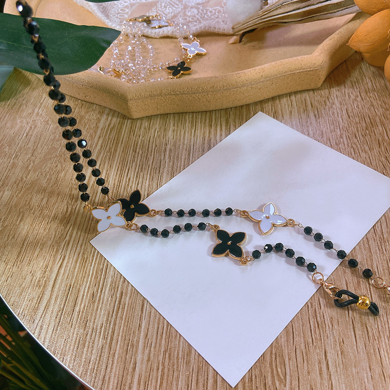 Chain kính dây chuyền hạt cườm đeo gọng kính cỏ bốn lá mix màu sang chảnh độc đáo handmade sáng tạo dây đeo airpod đeo khẩu trang