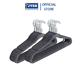 Combo 02 bộ móc áo | JYSK Hektor | bọc nhung màu xám | 45x24x0.5cm | Bộ 10 chiếc