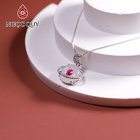 Dây chuyền bạc điếu bọc bạc cẩm thạch bạch ngọc type A mệnh thủy kim - Ngọc Quý Gemstones