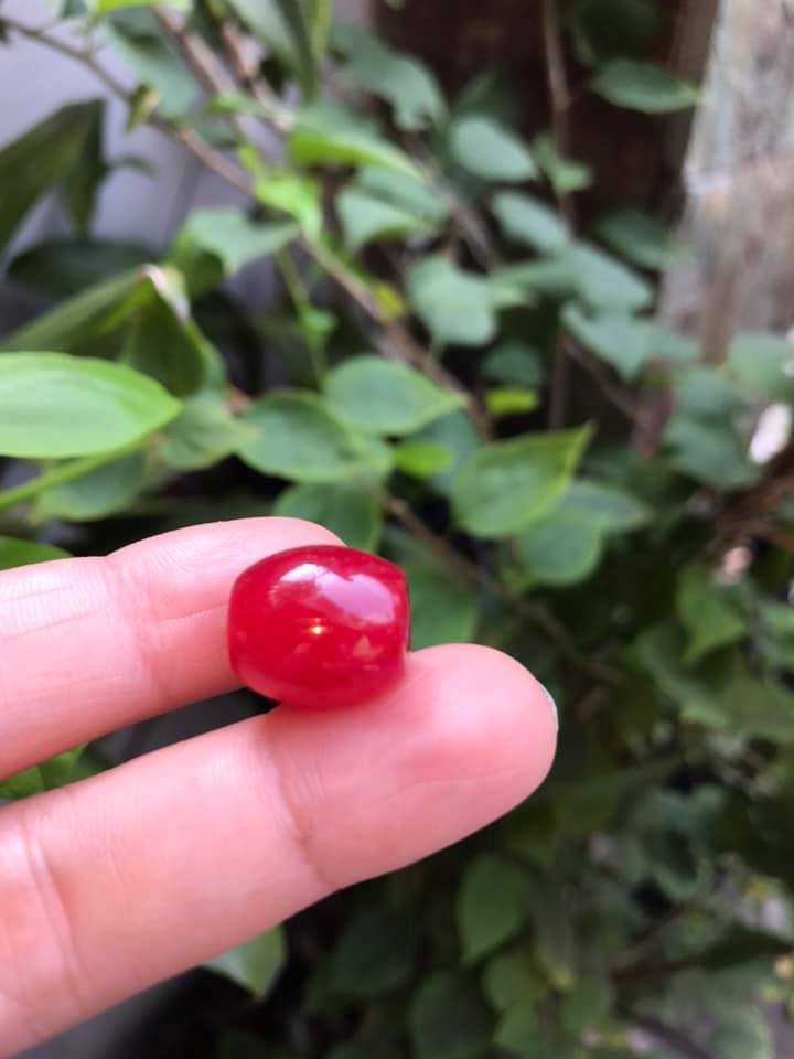 MẶT DÂY CHUYỀN HẠT LU THỐNG BỤNG TRÒN VO XINH ĐÁ MÃ NÃO ĐỎ TƯƠI ĐẬM ĐẸP Size Dài 14mm x dầy 13mm NỮ MỆNH HỎA THỔ