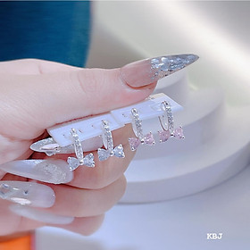 Bông tai trẻ em nơ khuyên tròn chất liệu bằng bạc MS045g