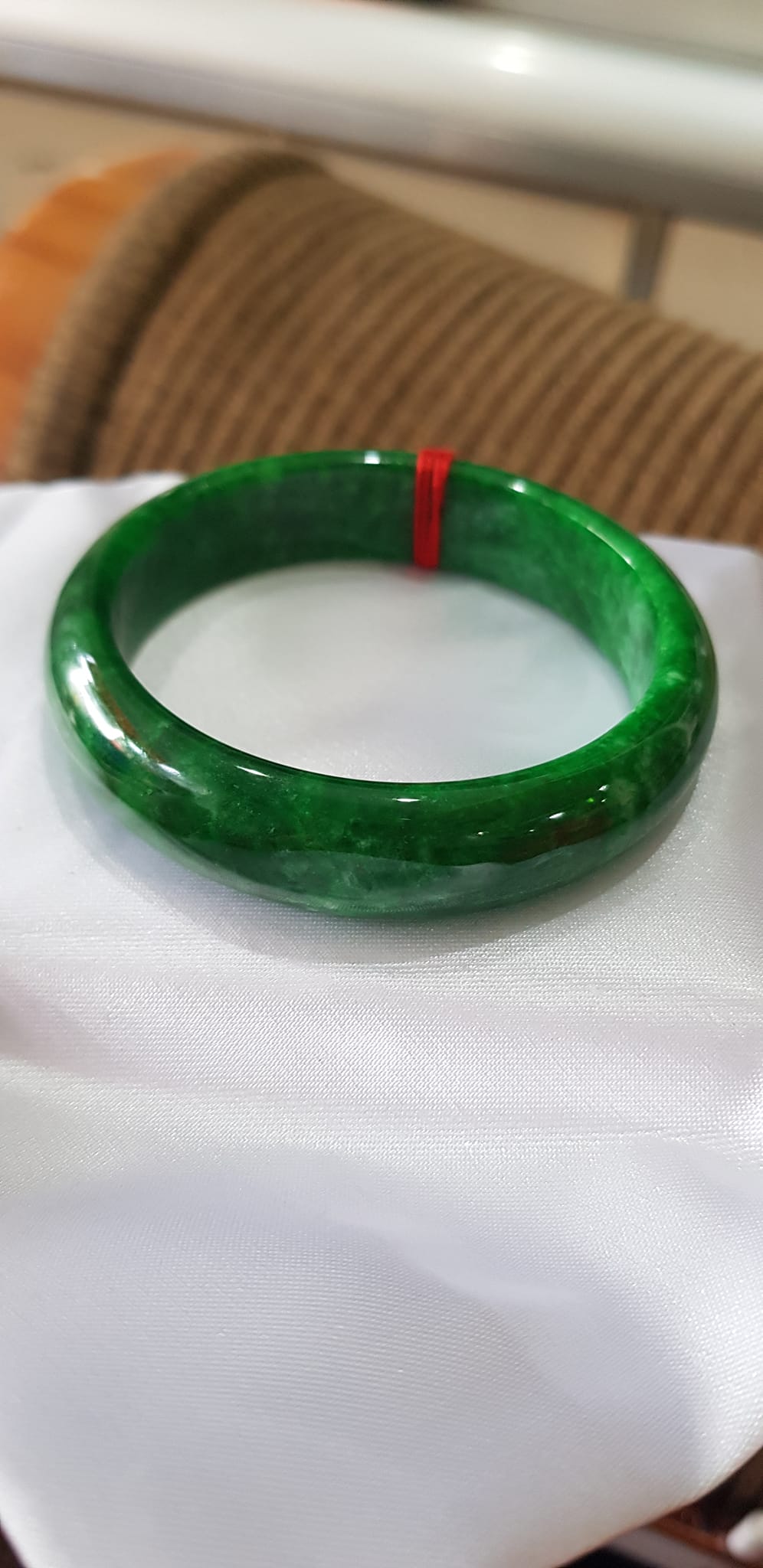 Vòng Tay Đá cẩm thạch Bản HEST I 52mm Xanh Sơn Thủy Đậm bóng đẹp Size 52mm x cao 13mm x dầy 7mm Nữ mệnh Thủy Mộc 51kg - 55kg đeo ạ