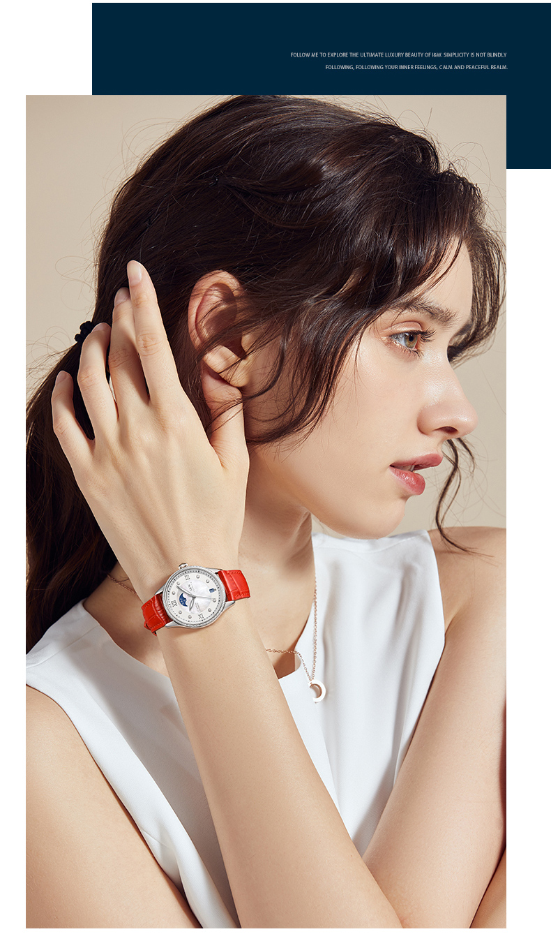 Đồng hồ nữ chính hãng I&W CARNIVAL IW582G-3 Kính sapphire ,chống xước ,Chống nước 30m ,Bảo hành 24 tháng,Máy cơ (Automatic),dây da cao cấp, thiết kế đơn giản dễ đeo