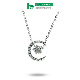 Dây Chuyền Vòng Cổ Bạc  925 Trăng Sao Đính Đá Nhân Tạo Cao Cấp Tinh Tế BẠC HIỂU MINH DMD478