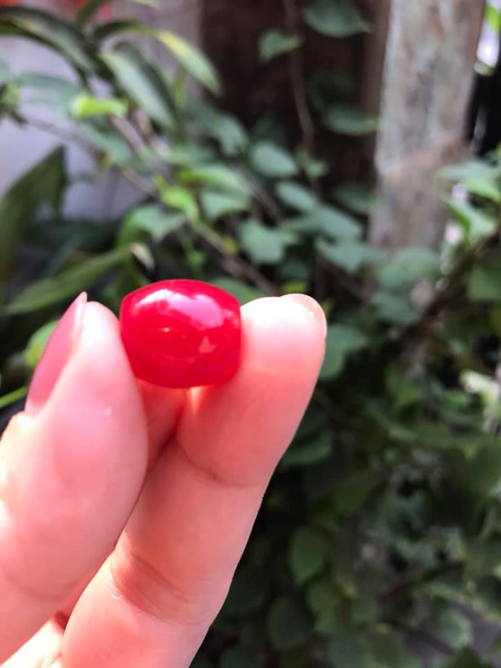 MẶT DÂY CHUYỀN HẠT LU THỐNG BỤNG TRÒN VO XINH ĐÁ MÃ NÃO ĐỎ TƯƠI ĐẬM ĐẸP Size Dài 14mm x dầy 13mm NỮ MỆNH HỎA THỔ
