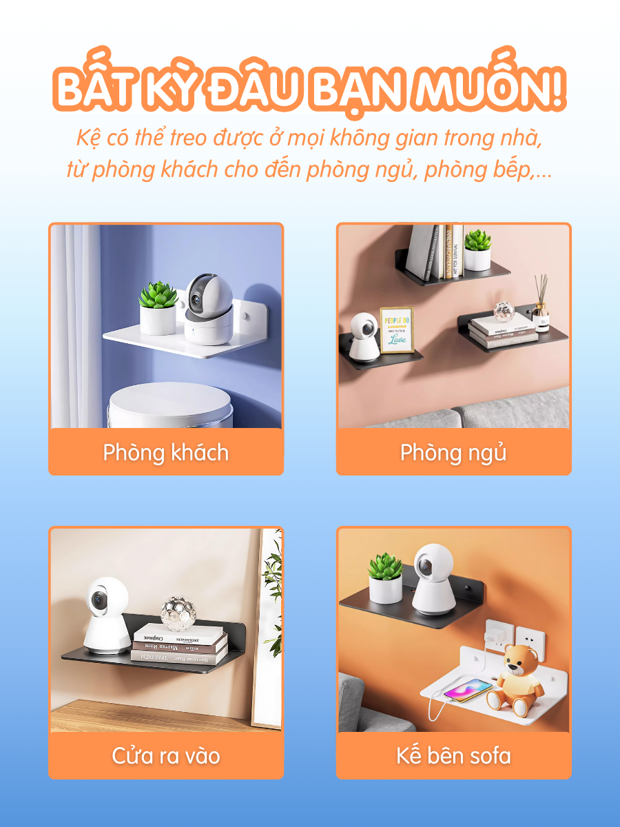 Kệ treo kim loại Dola Home để máy chiếu, camera, bộ phát WiFi, loa, bàn phím không cần khoan đục có lỗ đi dây điện.