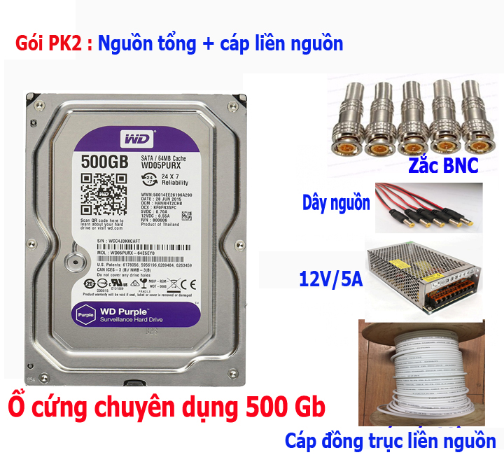 Trọn bộ 7 camera Hikvision 2.0 Megapixel kèm ổ cứng - Hàng chính hãng