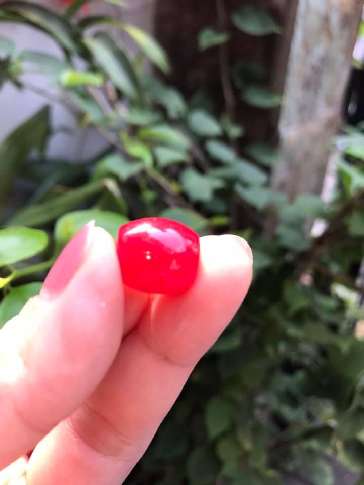 MẶT DÂY CHUYỀN HẠT LU THỐNG BỤNG TRÒN VO XINH ĐÁ MÃ NÃO ĐỎ TƯƠI ĐẬM ĐẸP Size Dài 14mm x dầy 13mm NỮ MỆNH HỎA THỔ