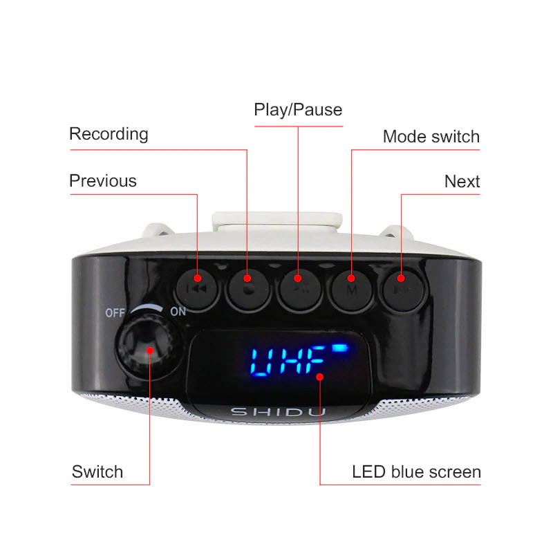 Máy Trợ Giảng Shidu M500 Kèm Micro Không Dây UHF Chống Hú Công Suất Loa 10W Tích Hợp Cổng AUX, USB Dung Lượng Pin Lớn 1800mAh - Hàng Chính Hãng