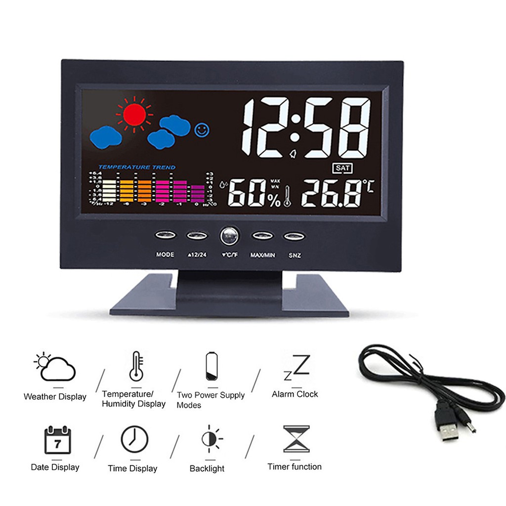 Đồng hồ báo thức, báo nhiệt độ, độ ẩm, màn hình led đa năng để bàn nhiều siêu đẹp