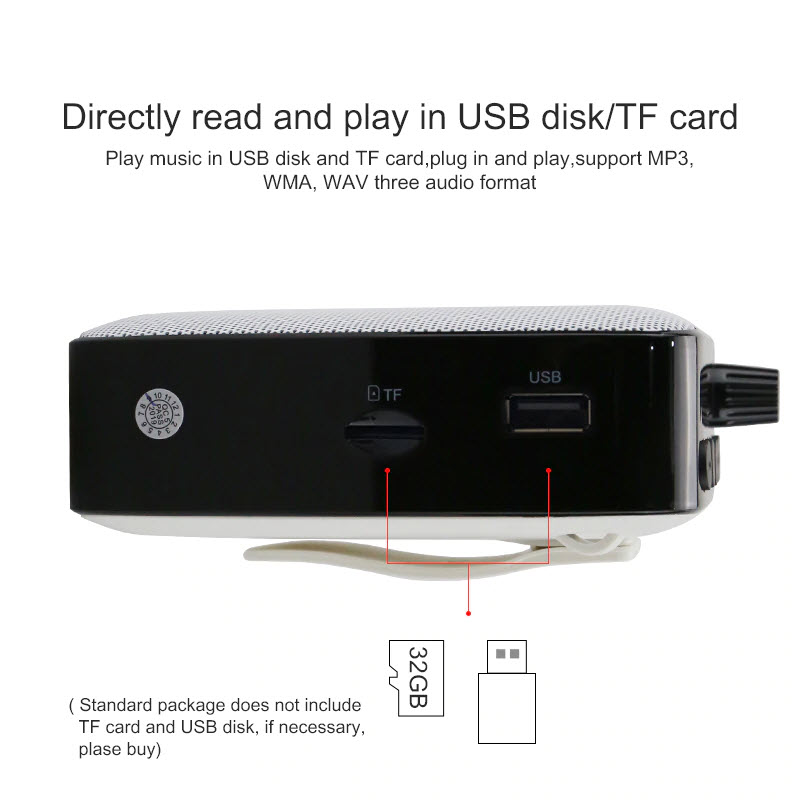 Máy Trợ Giảng Shidu M500 Kèm Micro Không Dây UHF Chống Hú Công Suất Loa 10W Tích Hợp Cổng AUX, USB Dung Lượng Pin Lớn 1800mAh - Hàng Chính Hãng