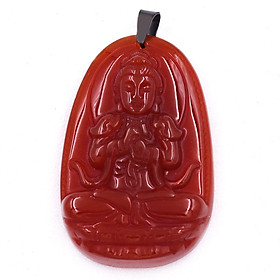 [Tuổi Mùi, Thân] Mặt Dây Chuyền Phật Đại Nhật Như Lai Đá Mã Não Đỏ Size Nhỏ 3.6cm & Size Lớn 4.5cm - Tặng Kèm Móc Inox - Phong Thủy 868 - May Mắn - Bình An
