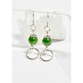 Bông tai đá ngọc bích 10mm mệnh hỏa , mộc - Ngọc Quý Gemstones