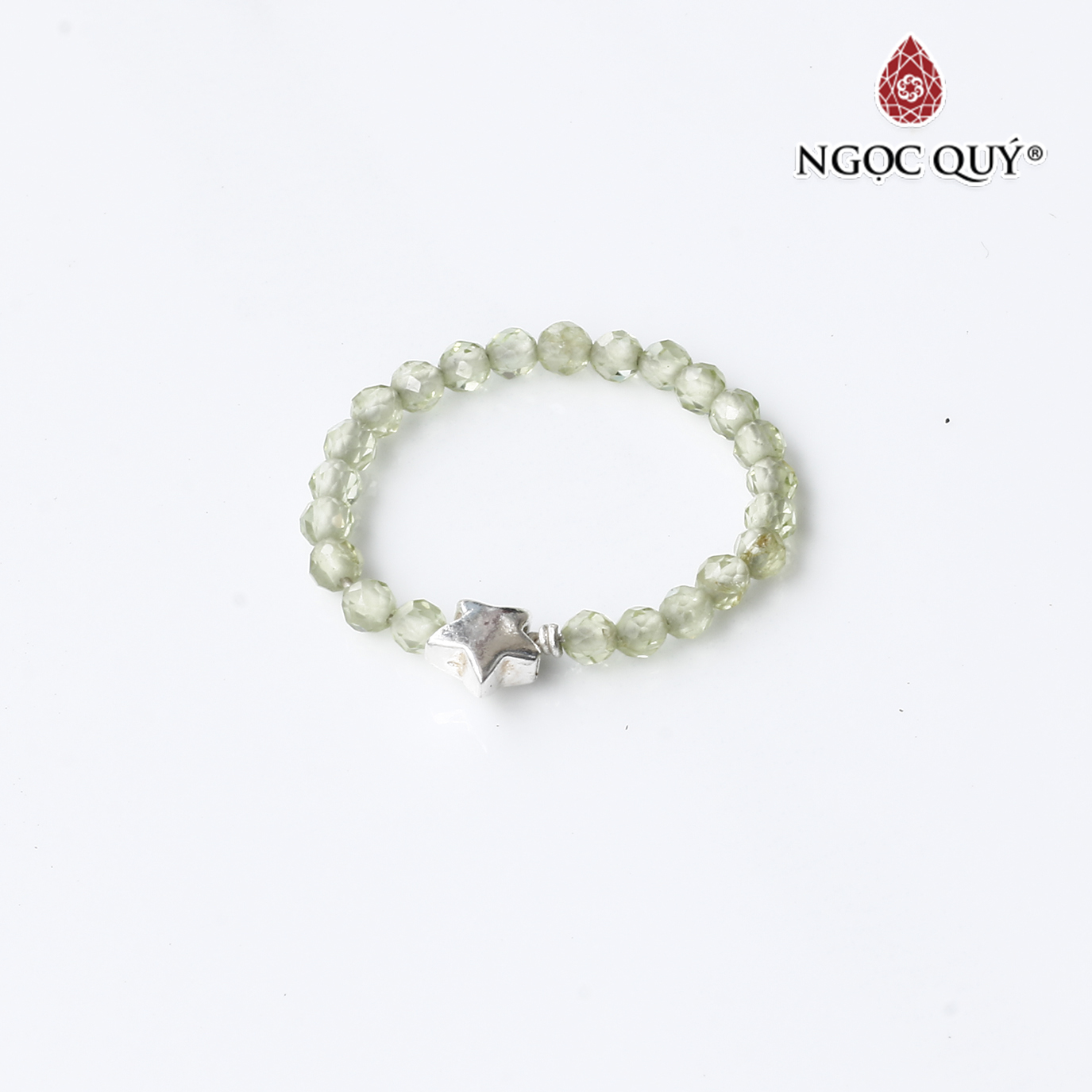 Nhẫn bạc ngôi sao đá thạch anh xanh mệnh hỏa mộc - Ngọc Quý Gemstones