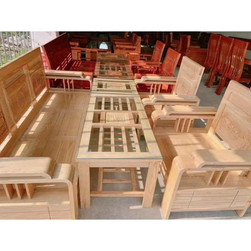Bộ Ghế Gỗ Phòng Khách - Tay Hai Tầng