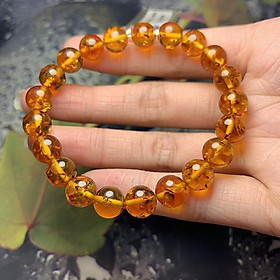 Vòng Hổ Phách Baltic nâu vàng 8mm đặc biệt cao cấp Hadosa