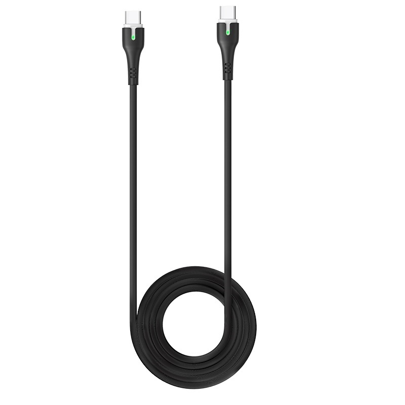 Cáp sạc nhanh Hoco Type-C sang Type-C công suất 60W có đèn Led báo sạc - Hàng chính hãng