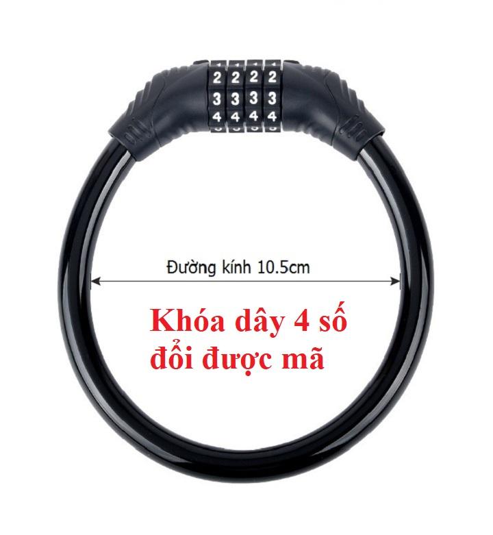 Khóa Xe Đạp 4 Mật Khẩu, Chống Trộm Di Động Vòng Cố Định Phụ Kiện Xe Đạp