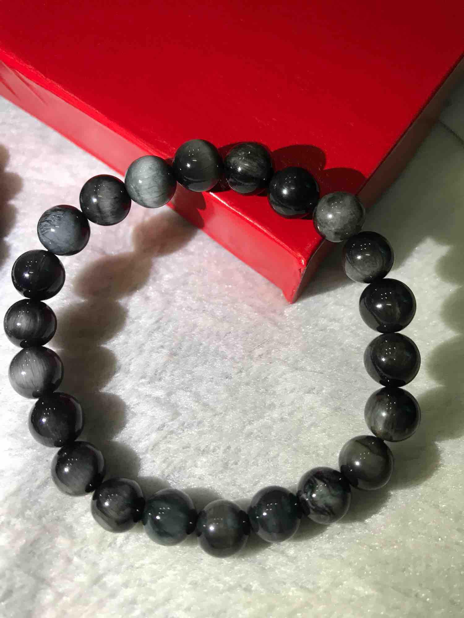 VÒNG TAY ĐÁ THẠCH ANH MẮT CHIM ƯNG 8MM NỮ MỆNH THỦY MỘC ĐÁ THIÊN NHIÊN