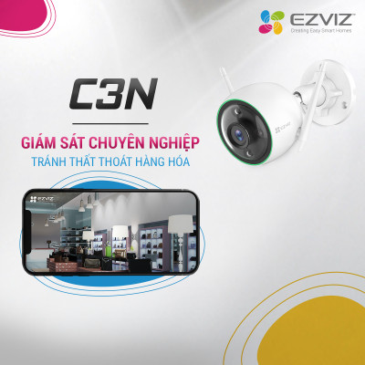 Combo Camera Wi-fi EZVIZ C3N 2MP Ngoài Trời, Có Màu, Kèm Thẻ Nhớ 32GB/64GB - Hàng Chính Hãng