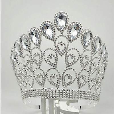Vương miện thời trang cao 15 cm cao 15cm, đường kính 14-18cm Chất liệu: Đồng + Kim cương thủy tinh + Acryli Giangpkc