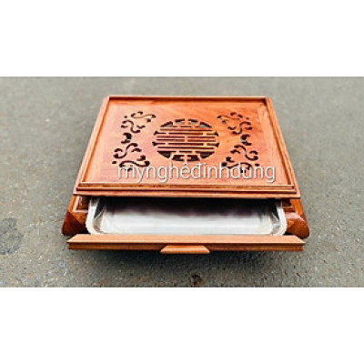 Khay trà cung đình bắng gỗ hương kt 47x37x15cm