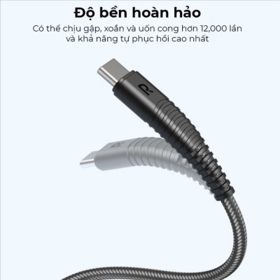 Dây Cáp Sạc Type C to C Sạc Nhanh 60W, Dài 1m, Dây Dù Nylon Siêu Bền RAVPower RP-CB047 - Hàng Chính Hãng