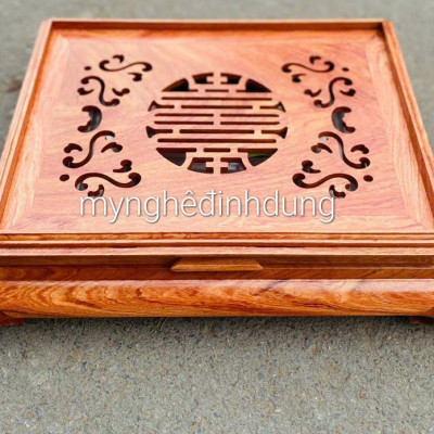 Khay trà cung đình bắng gỗ hương kt 47x37x15cm