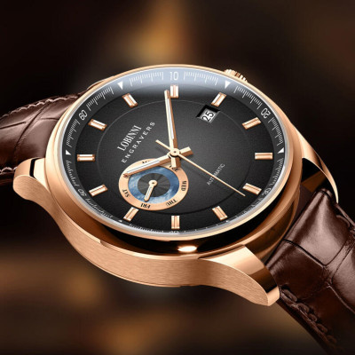 Đồng hồ nam chính hãng LOBINNI L17017-3 full box,hàng mới 100% ,kính sapphire chống nước,chống xước,dây da xịn ,kiểu dáng đơn giản ,mặt đen size 40mm